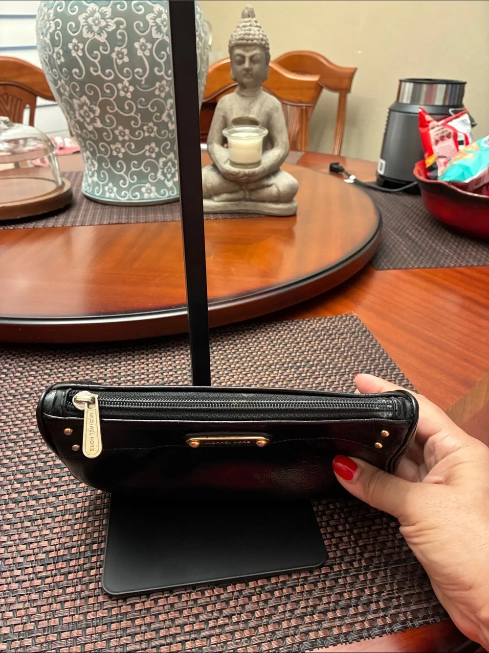 Michael Kors Black Patent Leather Vintage Cosmetic Bag